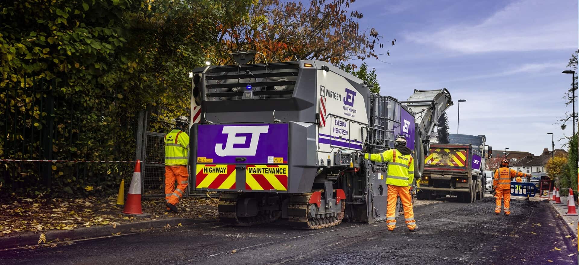 Jet Plant Road Planing Operation Resurfacing a road